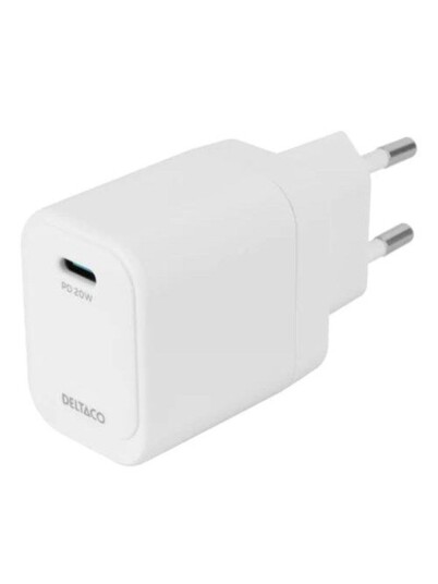 Deltaco 20W USB-C Vegglader Hurtiglader Hvit