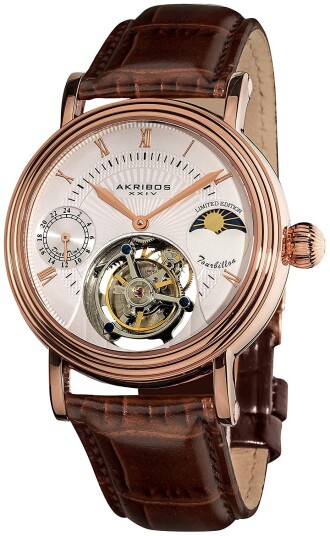 Akribos XXIV Herreklokke AK493RG Mechanical Hvit/Lær Ø42.5 mm