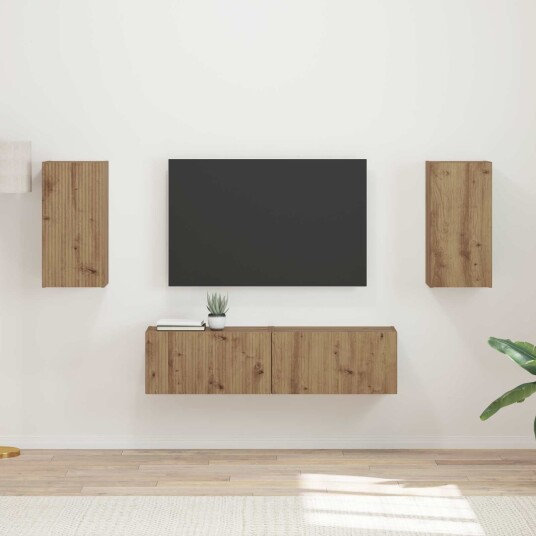 TV benksett 4 pcs Artisan Eik Konstruert tre