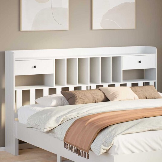  Hodegavl med oppbevaring hvit 180 cm heltre furu 8721158371300