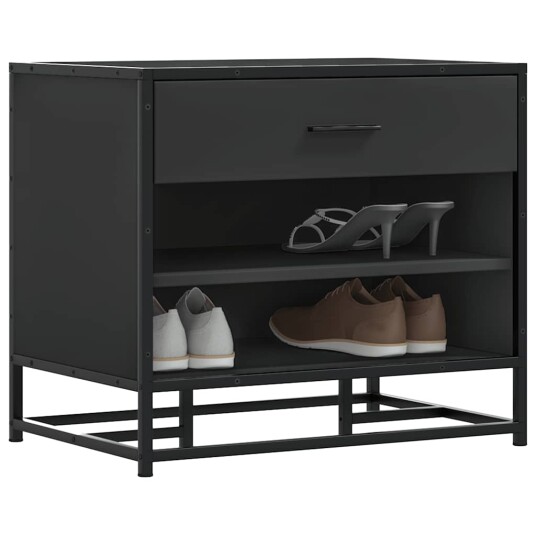 Skobenk svart 60x40x53,5 cm konstruert tre og metall 8721102842788 Skobenk svart 60x40x53,5 cm konstruert tre og metall 8721102842788