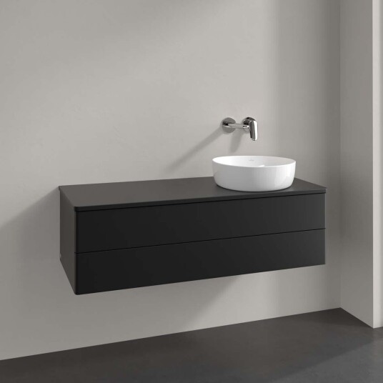 Villeroy & Boch Antao Servantskap med 2 skuffer 120x50x36 cm m/lys Sort Matt Villeroy & Boch Antao Servantskap med 2 skuffer 120x50x36 cm m/lys Sort Matt