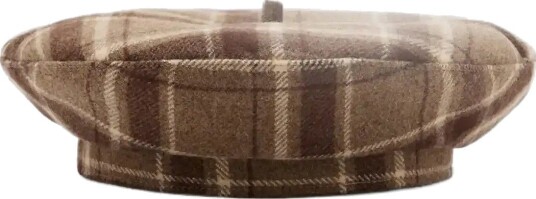 Mango Wool Blend Checked Beret BROWN M