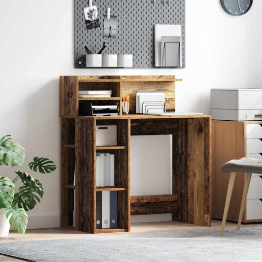  Skrivebord med Lagring Gammelt Tre 90x48x101.5 cm Konstruert tre