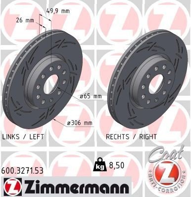 Bremseskive ZIMMERMANN 600.3271.53