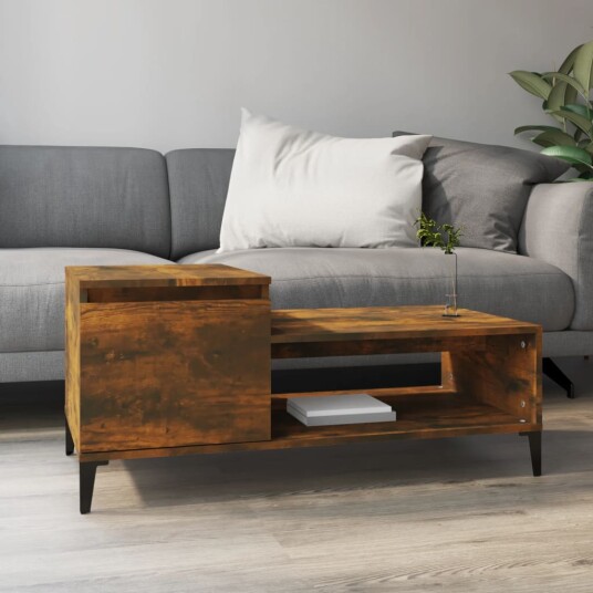 vidaXL Salongbord røkt eik 100x50x45 cm konstruert tre