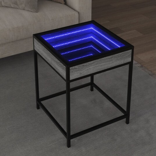 Salongbord med Infinity LED grå sonoma 40x40x51 cm 847675