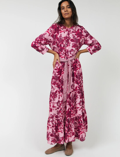 Lollys Laundry Neell Maxi Dress 3/4 Pink S