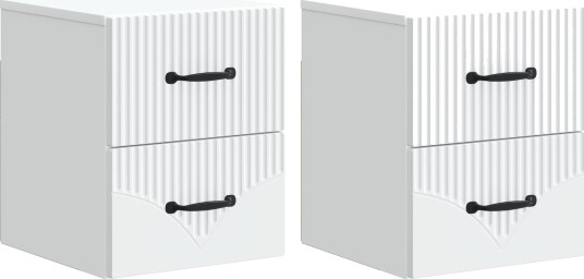  Vegghengt Nattbord 2 pcs Hvit 34,5 x 33 x 40 cm Konstruert tre