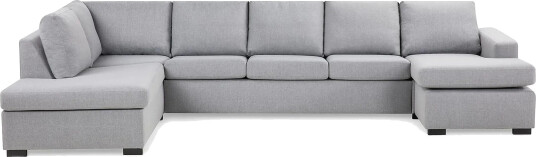 Crazy 5 seters Venstrevendt U formet X Large Sofa med Divan og Sjeselong i Stoff Grå
