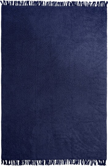 Ryetepper Alba Natural Cotton Shaggy mørke blå Størrelse: 80 x 250 cm