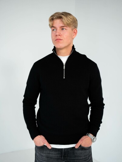 Selected Homme Dane Long Sleeve Knit Structure Half Zip Sort XL