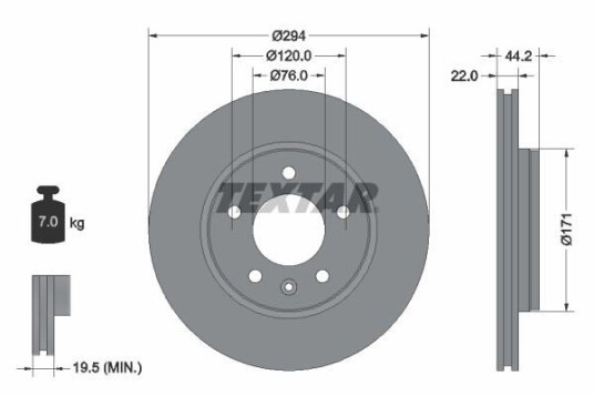 Bremseskive TEXTAR 92121400 Bremseskive TEXTAR 92121400