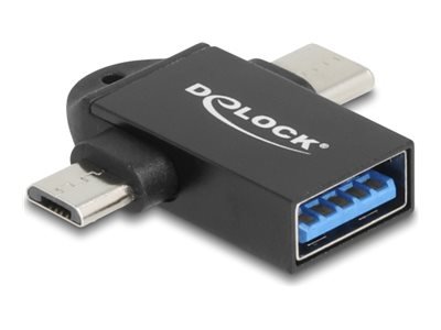 Delock Usb adapter Usb hunn Til 24 Pin Usb c Micro usb Type B hann 3.2 20 V 2 A Rask Lading Up To 10 Gbps Data Transfer Rate On the go otg Svart