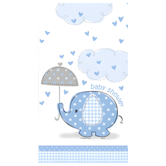 Babyshower Elefanttrykk Duk Gutt 137cm x 274cm 