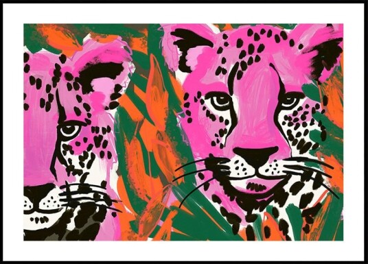 Pink Cheetah Duo Plakat / 21x30cm