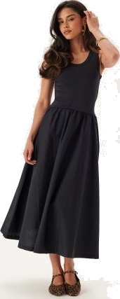 GANT Midi Jersey Woven Combo Dress Black XS