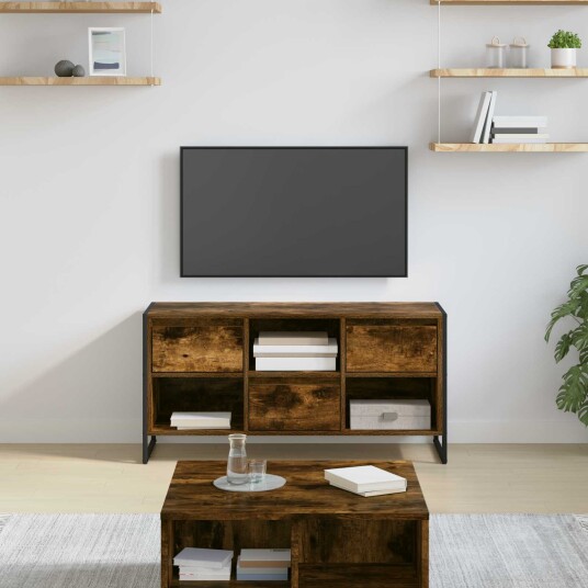  TV skap med skuff Røyk Eik 100 x 36 x 49,5 cm Konstruert tre
