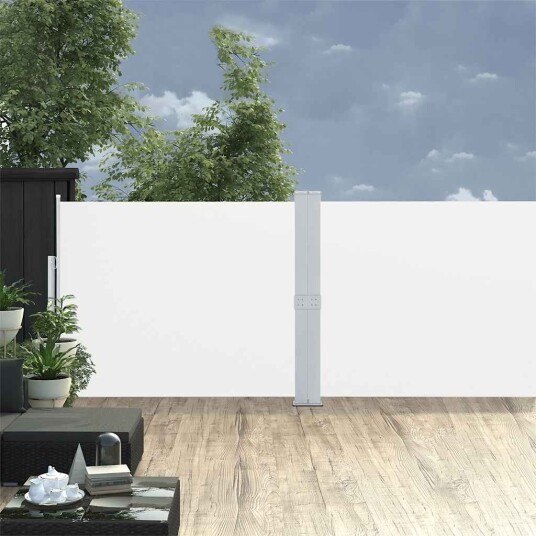 vidaXL Uttrekkbar sidemarkise 170x1000 cm kremhvit