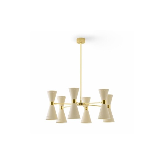 Stilnovo Megafono Taklampe 12 Gull/Elfenben