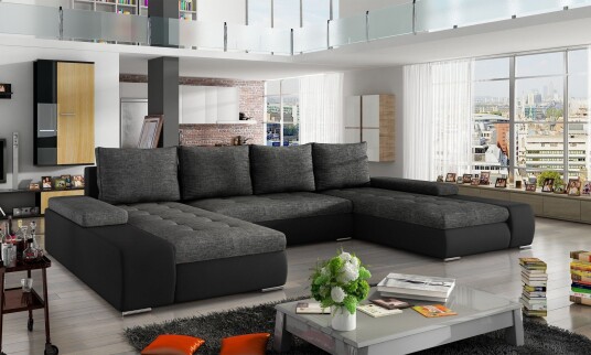 Jurtiga Sovesofa med Dobbeldivan Grå/Svart