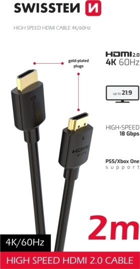 Kabel Swissten Hdmi Hdmi 2 M Svart 8595217487499