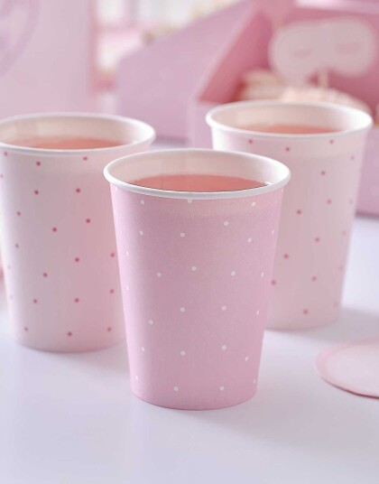 Ginger Ray 8 stk Rosa Kopper med Polka Dots Pappkrus 250 ml Pamper Party PAMP 205