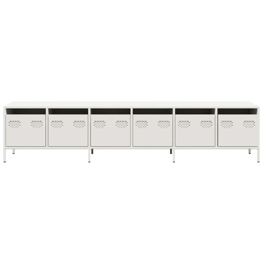 TV benk hvit 202x39x43,5 cm kaldvalset stål