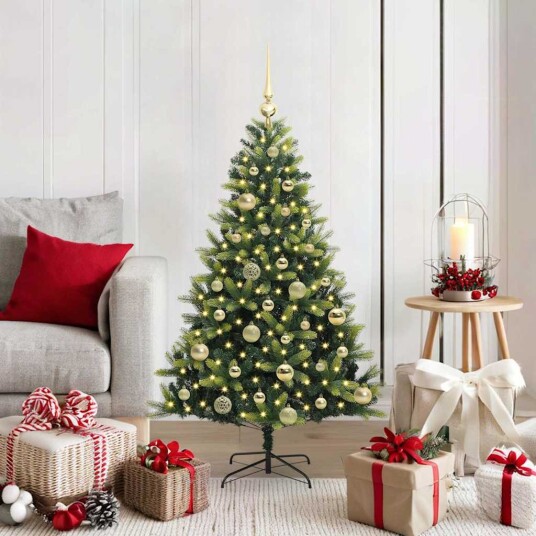  Kunstig Hengt Julegran med 150 LED lys grønn 120 cm PVC og PE
