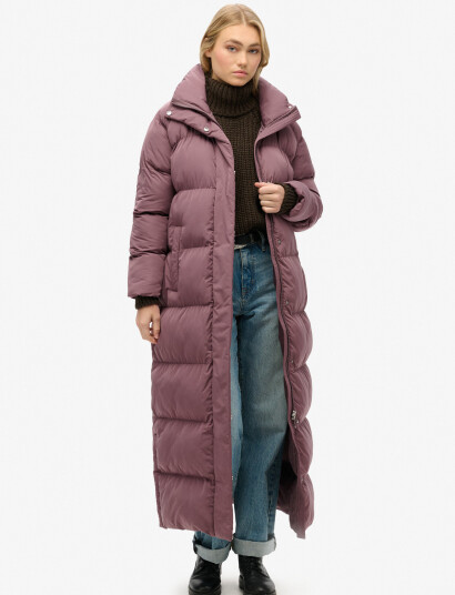 Superdry Maxi Longline Puffer Jacket Purple S Superdry Maxi Longline Puffer Jacket Purple S