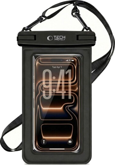 Tech-Protect UWC7 Vanntett Etui for Smarttelefoner opptil 6,9" med IPX8 Beskyttelse - Svart