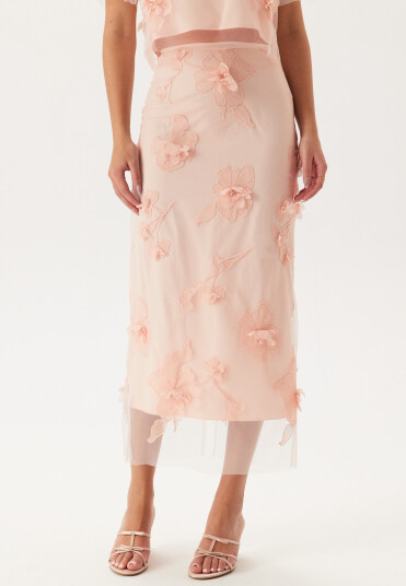 Bubbleroom Occasion 3D Floral Straight Ankle Skirt
