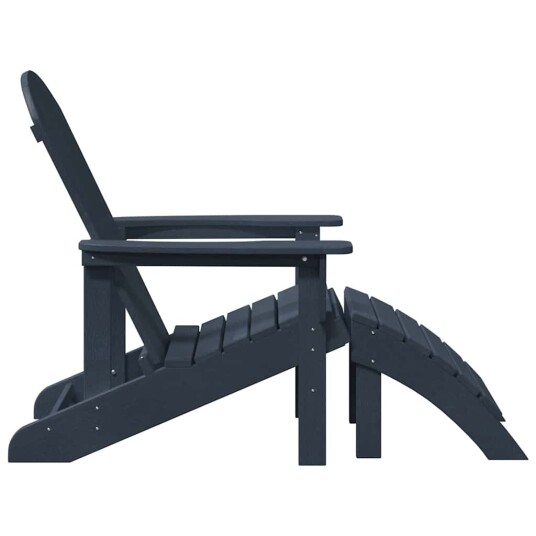 Adirondack-stol med fotstøtte marineblå HDPE