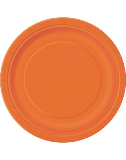 16 stk Orange Papptallerkener 22 cm