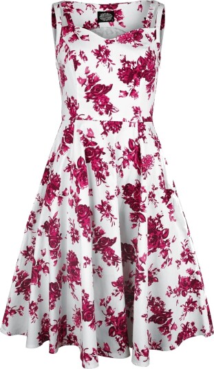 H&R London Middellang kjole Rosaceae Swing Dress XS til 4XL Damer hvit rosa
