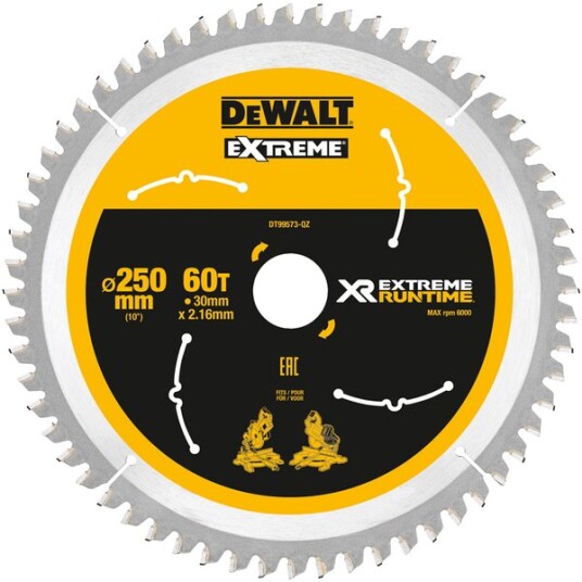 Dewalt Sirkelsagblad xr 250x30x60t dt99573 flexvolt Dewalt Sirkelsagblad xr 250x30x60t dt99573 flexvolt