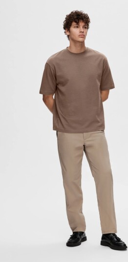 Selected Slmlooseoscar Ss O Neck Tee Noos Brown L