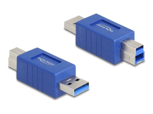 Delock - Usb-Adapter - Usb-Type A (Hann) Til Usb Type B (Hann) - Up To 5 Gbps Data Transfer Rate, Crossed Pin Assignment - Blå