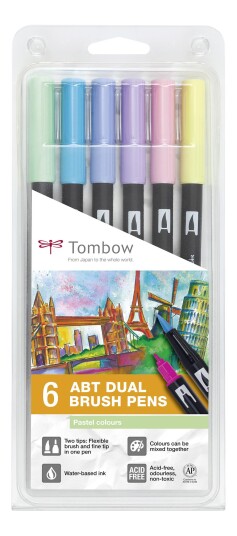 TOMBOW ABT Dual Brush 6/W pastel  6P-2