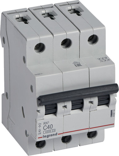 Legrand 4 stk RX³ MCB automatsikring C40 3P 3M 4,5kA
