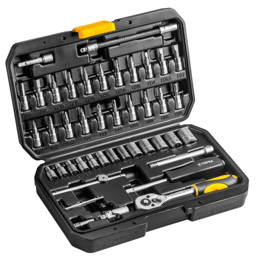 Topex-Stiknøgler 1/4" Sæt Med 46 Stk. Topex-Stiknøgler 1/4" Sæt Med 46 Stk.
