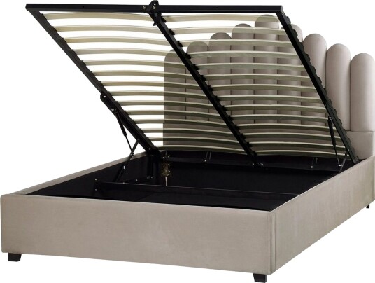Seng med oppbevaring Vincennes Taupe svart 140x200 cm