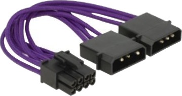 Delock Strømadapter 4 Pin Intern Strøm Hann Til 8 Pins Pcie Strøm Hann 15 Cm Purpur