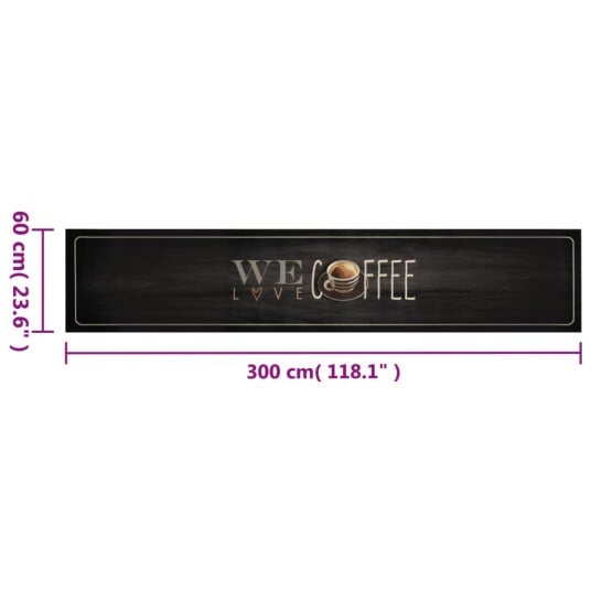 Kjøkkenteppe vaskbar Coffee tekst 60x300 cm fløyel 8721012918689