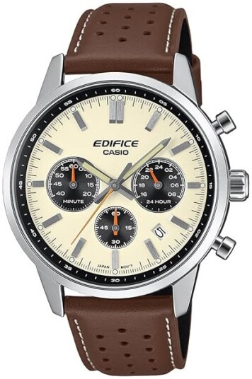 Casio Herreklokke EFR 575L 7AEF Edifice Beige/Lær Ø41 mm Casio Herreklokke EFR 575L 7AEF Edifice Beige/Lær Ø41 mm
