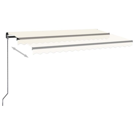 vidaXL Manuell uttrekkbar markise med LED 400x350 cm kremhvit