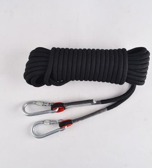 Statisk klatretau 10 mm 20 m med 2 karabinkroker for redning og evakuering