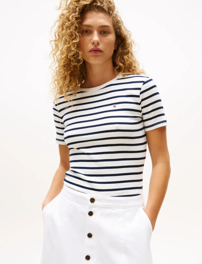 Tommy Hilfiger Slim Cody C Nk Ss White XXS
