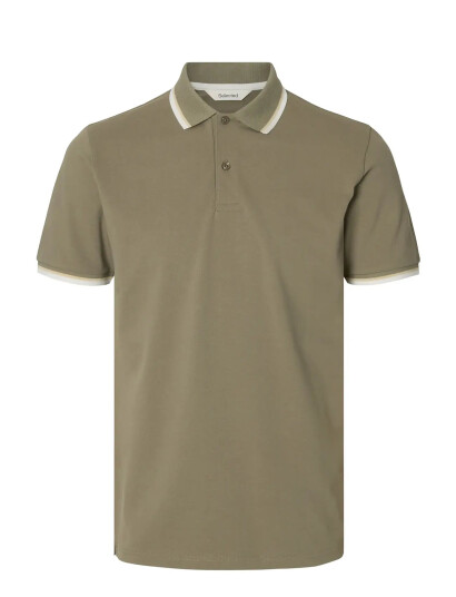 Selected Slhslim Atlas Sport Ss Polo Noos Khaki green XXL