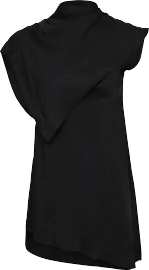 Topshop Tsachola Draped Scarf Detail Dress Wvn   JET BLACK   38
